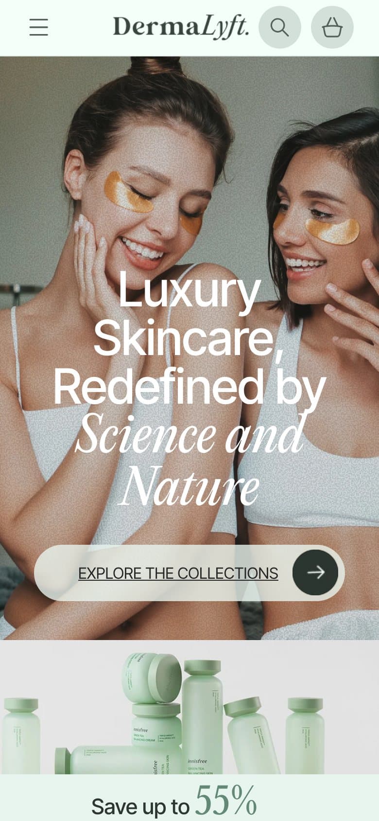 Dermalyft storefront on mobile