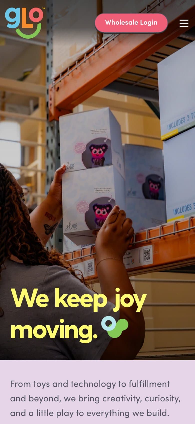 Glo storefront on mobile